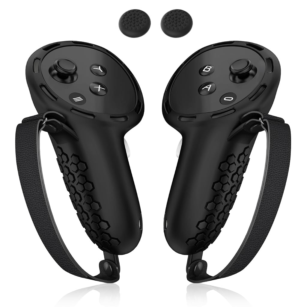 ZORBES Silicone Cover for Oculus Meta Quest 3 Controller Skin Cover & Silicone Thumbstick Covers Anti-Slip Controller Cover with Adjustable Hand Strap for Oculus Meta Quest 3 Touch Plus Controllers ZORBES Silicone Cover for Oculus Meta Quest 3 Controller Skin Cover & Silicone Thumbstick Covers Anti-Slip Controller Cover with Adjustable Hand Strap for Oculus Meta Quest 3 Touch Plus Controllers